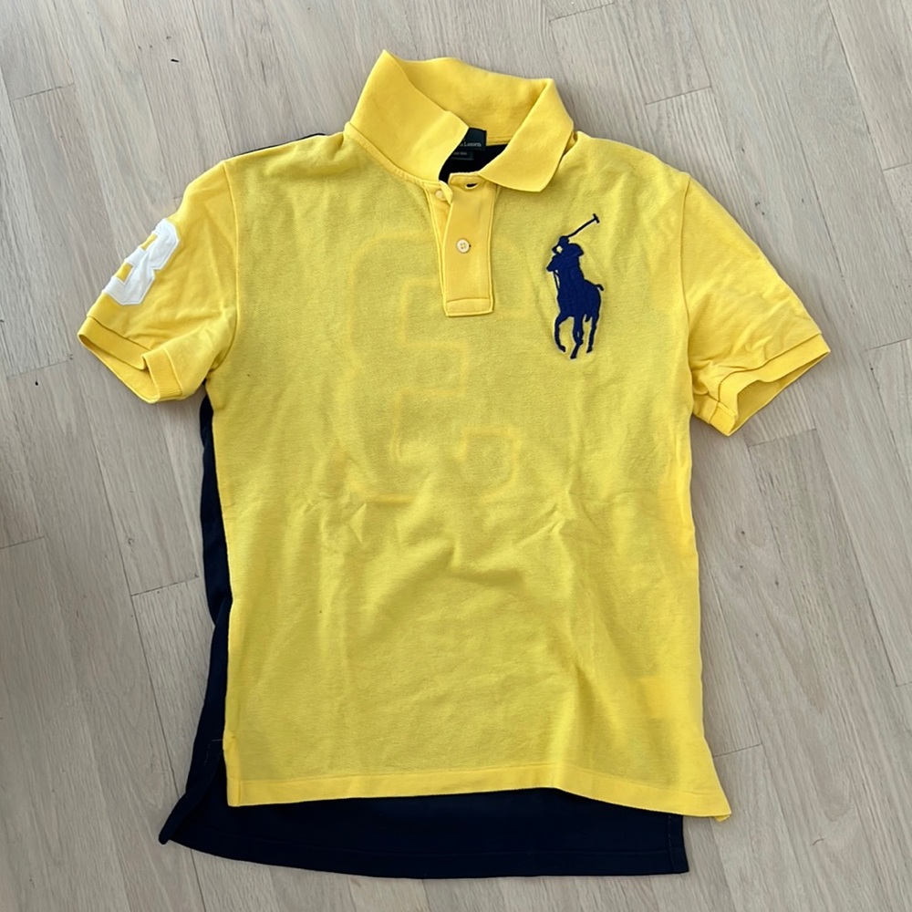 Yellow and Navy blue Ralph Lauren short sleeved Polo